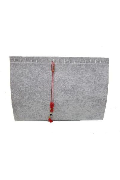 ÖZER KUTU Standing Necklace Chain & Pendant Stand (19 LU) Gray Suede