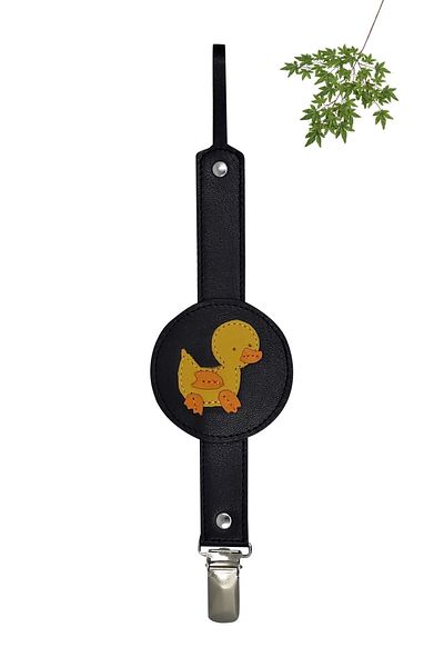 MODAPATİK Navy Blue Genuine Leather Duck - Pacifier Strap