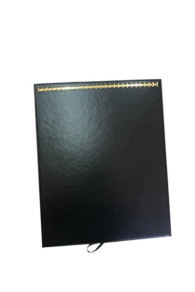 ÖZER KUTU Standing Necklace Chain & Pendant Stand (28 Pieces) Black Leather (32x40 Cm)