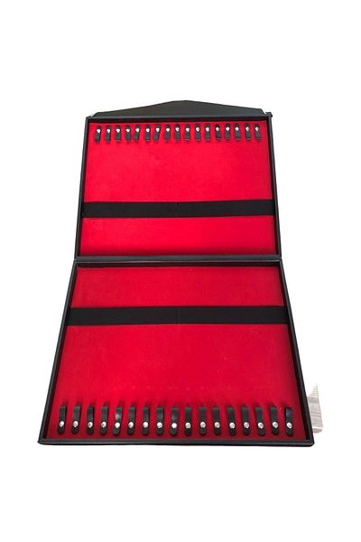 ÖZER KUTU 34' Prayer Beads (Wooden Case) with Black Leather Handle / Hanger Strap (with key) 38x46 Cm