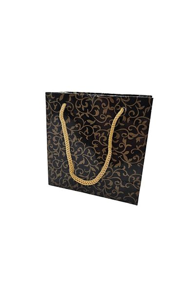ÖZER KUTU Gold Patterned Black (Pack of 50) Cardboard Bag 11x11