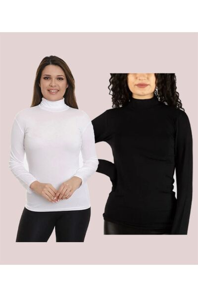 FATELLA Long Sleeve Lycra Combed Cotton Bodysuit - Half-Necked 2-Piece Bodysu...