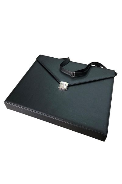 ÖZER KUTU 34' Prayer Beads (Wooden Case) with Black Leather Handle / Hanger Strap (with key) 38x46 Cm