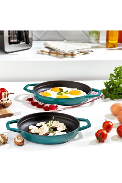 Schafer Guss Chef Cast Iron Saucepan with Double Handles 19 Cm - turquoise