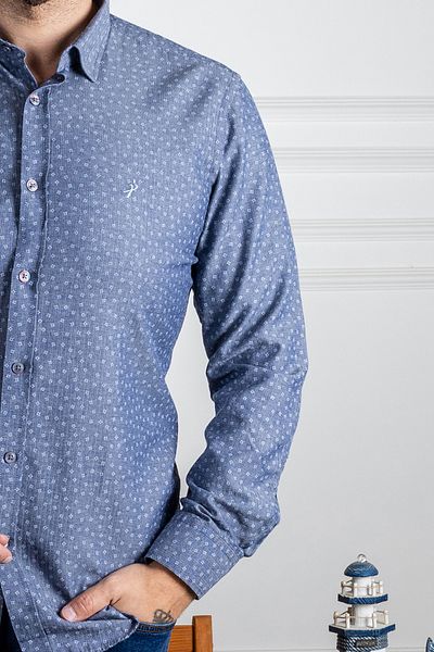 Sarar Artos Pattern - Cămașă Slim Fit Interview Albastru închis