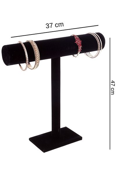 ÖZER KUTU Long T Rosary and Necklace Stand Black