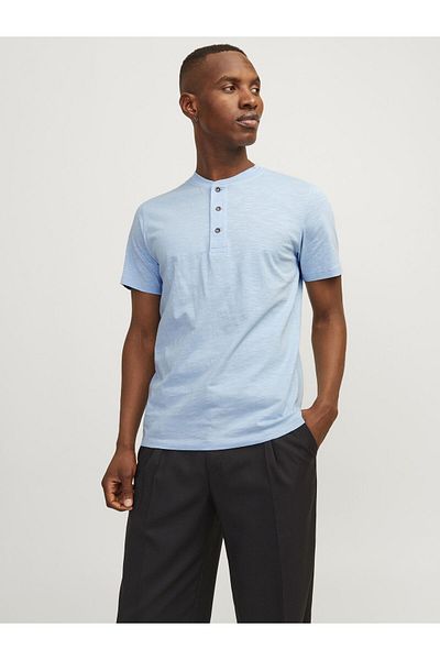 Jack & Jones Premium T-Shirt mit einfarbigem Mandarin-Kragen