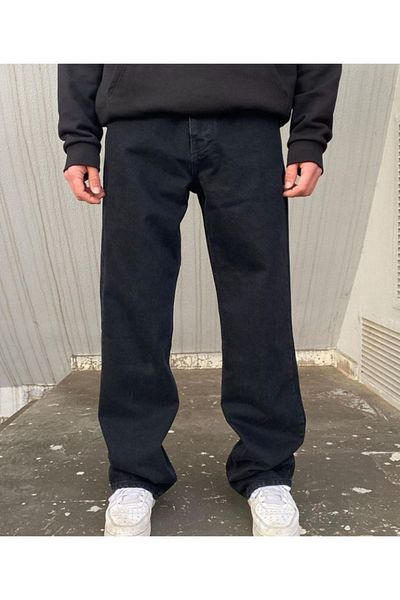 Butik Karaca Men's Loose Baggy Jeans Fly Black Jeans