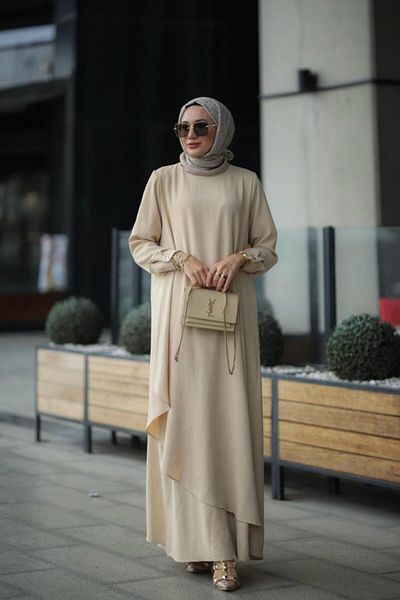 NS Moda Rochie Hijab Ayrobin Hera Bej Model-508