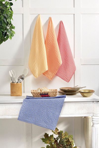 ELVİRAHOME Gingham 4-Piece Kitchen Drying Cloth Set, Dish Drying Cloth, Nutrition Napkin, American Service