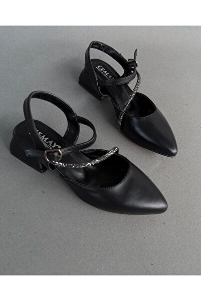 Emay 6790 Модель 3 см шириною чорні камінням жіночі туфлі на підборах