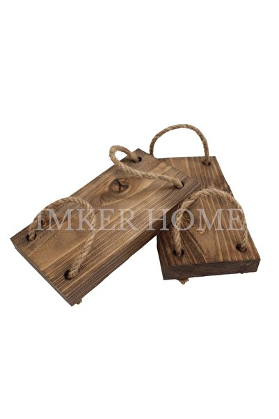 IMKER HOME 2li Halatlı Ahşap Kahve Sunum Tepsisi Bardak Sosluk Altlığı Ayaklı...