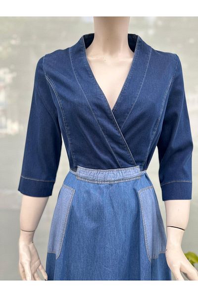 GARNİ Garni 01081 - Indigo Midi Denim Dress