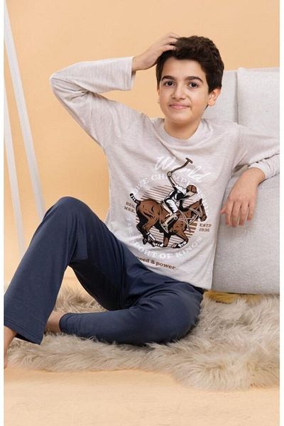 Pyjama Familya Young Men's Long Sleeve Figured Seasonal Pajamas