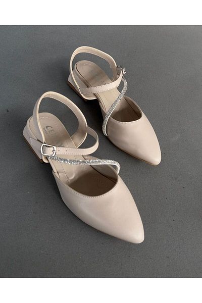 Emay Bej Stone 6790 Model 3 Cm Pantofi de damă Cu Toc
