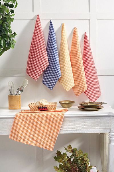 ELVİRAHOME Gingham 6-Piece Kitchen Drying Cloth Set, Dish Drying Cloth, Nutrition Napkin, American Service
