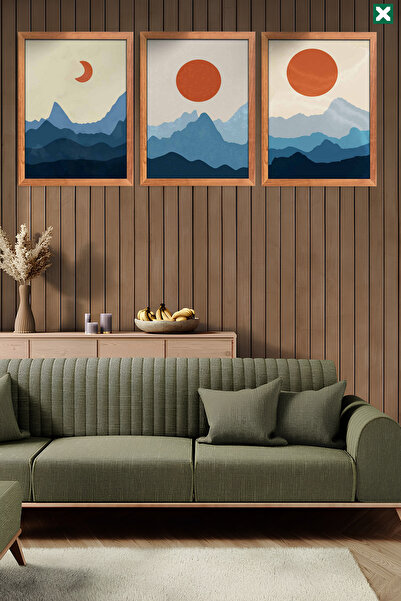 TABLOX Set de 3 tablouri de artă de perete în stil boho, cu aspect de cadru, ...