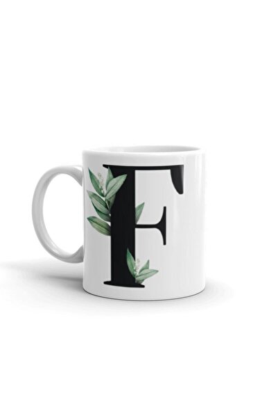 LikyaDükkan كوب أبيض بحرف F