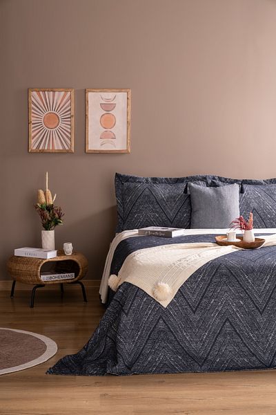 Odamoda Ada Double Bed Cover Set Navy Blue Daily Multi-Purpose Pique Cover Set - Stylish Box and Package