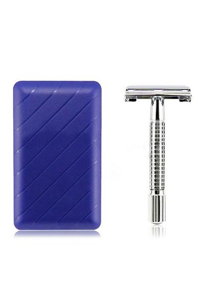 efmues Shaver Top Opening Steel Classic Shaver with Derby Razor Gift