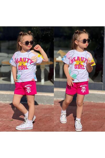 YİGİT BUTİK طقم بناتي مع شورت - طباعة زهور