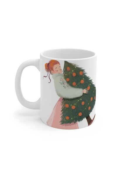 LikyaDükkan Noel Yılbaşı Ağacı Kadın Merry Christmas Kupa Mug