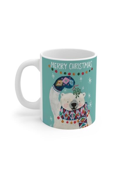 LikyaDükkan عيد الميلاد عيد الميلاد سعيد الدب القطبي منقوشة عيد ميلاد سعيد القدح