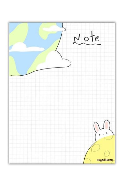 LikyaDükkan Rabbit Memopad Checked A6 Size Notepad