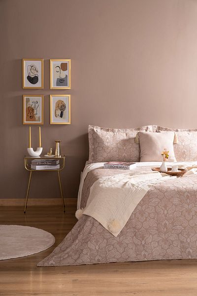 Odamoda Mia Double Bed Cover Set Beige Daily Multi-Purpose Pique Cover Set - Stylish Box and Package