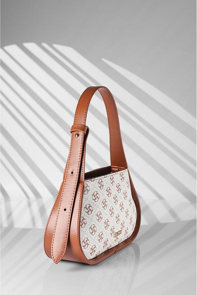 Rimense Tan White Hand and Shoulder Bag