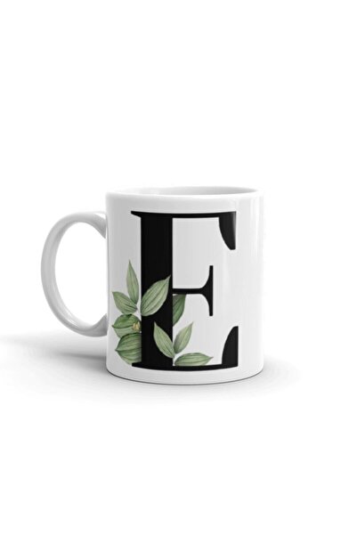 LikyaDükkan كوب أبيض بحرف E