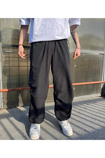 NFTY Unisex Siyah Paraşüt Pantolon