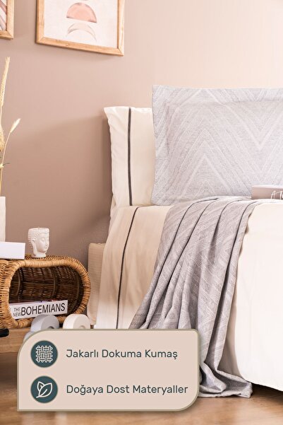 Odamoda Ada Çift Kişilik Yatak Örtüsü Takımı Gri Günlük Çok Amaçlı Pike Örtü Seti - Şık Kutu Ve Paket