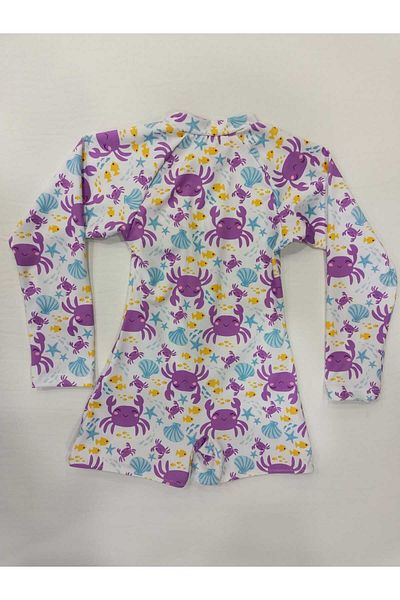 Kom Long Sleeve Girl's Swimsuit with Clogs and Shorts
