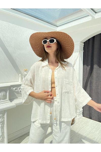 Elif Özbey Butik Cămașă oversize cu mânecă joasă