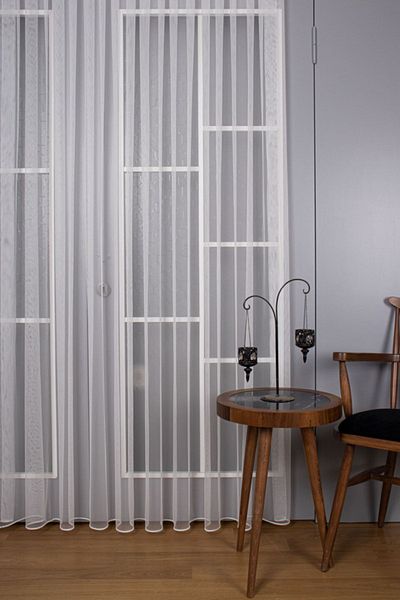 Perdelit Honeycomb Floor Greek Tulle Curtain (1/3 Tight Pleat)