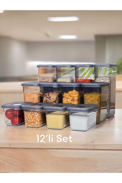 Nesto Home طقم تخزين الطعام والبقوليات مكون من 12 قطعة - منظم الثلاجة والفريزر، 4x1580 4x1100 4X580 مل