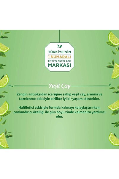 Doğadan Yeşilçay Bergamot Aromalı Bardak Poşet Çay 50'li