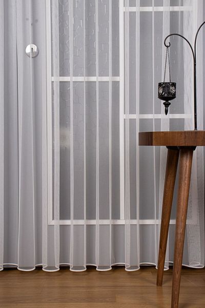 Perdelit Honeycomb Floor Greek Tulle Curtain (1/3 Tight Pleat)