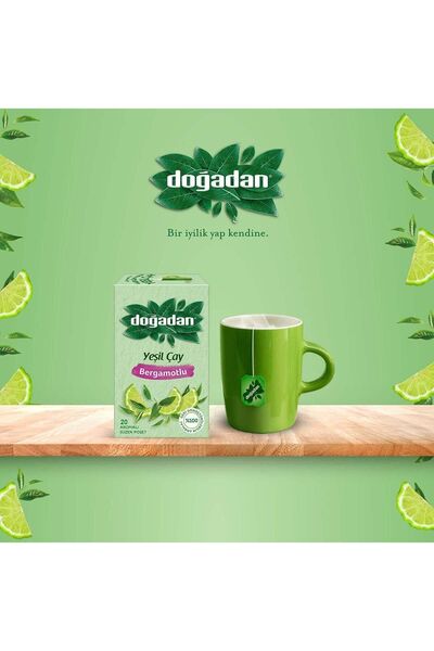 Doğadan Yeşilçay Bergamot Aromalı Bardak Poşet Çay 50'li