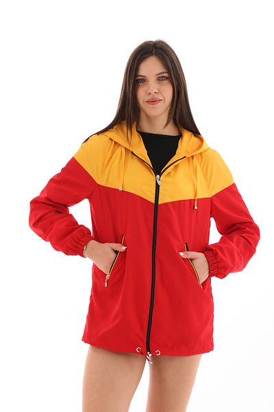 Moda Tuğram Red Yellow Micro Raincoat and Windbreaker Set
