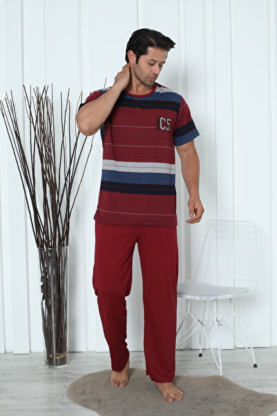 FAMES PİJAMA Ανδρικό Σετ Πιτζάμες από Βαμβακερό Χτένισμα - Με δαχτυλίδια