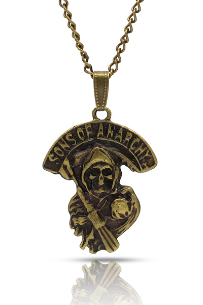 kolbi قلادة Sons Of Anarchy Fan - مع سلسلة كلاسيكية صفراء عتيقة