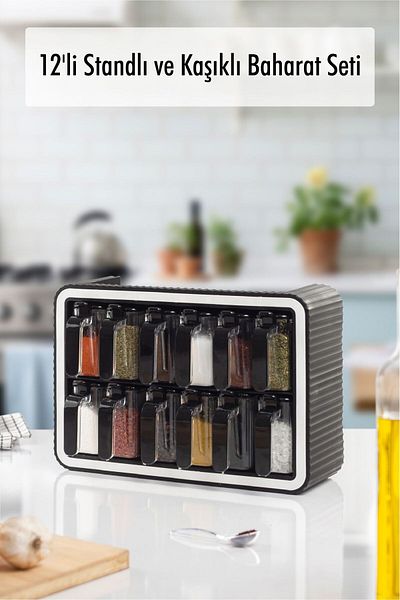 Depa 12-Piece Spice Set with Lid - with Spoon and Stand
