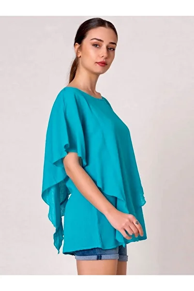Bohemian Blue Asymmetrical Organic Cotton Blouse
