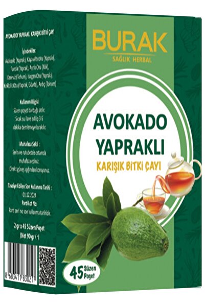 Burak Sağlık Herbal Avokado Yapraklı Karışık Bitki Çayı 45 li Süzen Poşet