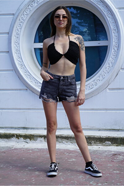 Butik Saçaklı Denim Şort