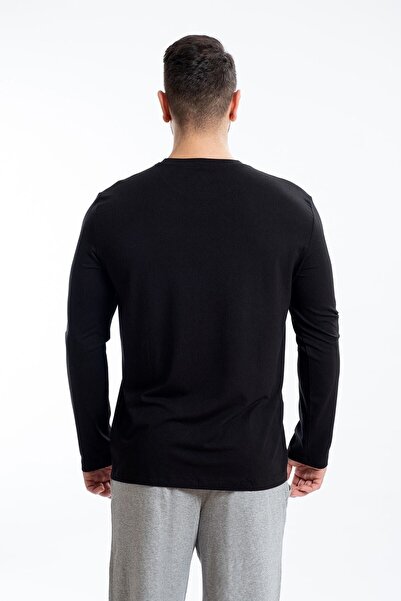 SEASOUL Ανδρικό μακρυμάνικο μπλουζάκι μαύρο μπαμπού με στρογγυλή λαιμόκοψη