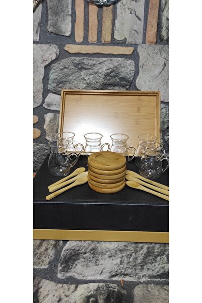 TURKUAZ ZÜCCACİYE Çay Takımı.19 Parça Bambulu Çay Seti