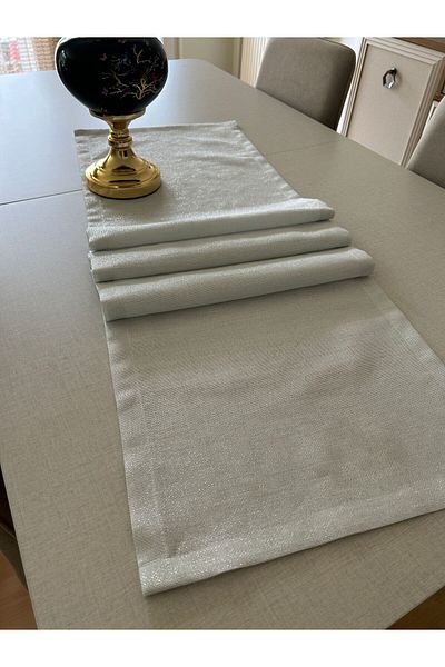 Zeren Home أكمام رصاصة من Meral - بوليستر لامع فضي مستطيل 40x160